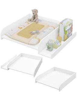Woltu Baby Verschoningskussen - Met Beschermrand en Opbergrek - 80 x 70 x 16,5 cm - Wit