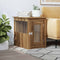 vidaXL - Hondenbench - 45x62x59 - cm - bewerkt - hout - artisanaal - eikenkleurig