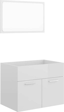 vidaXL - 2-delige - Badkamermeubelset - bewerkt - hout - hoogglans - wit