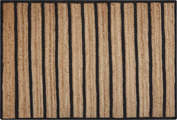KARADONA - Laagpolig vloerkleed - Zwart - 140 x 200 cm - Jute