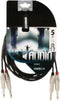 HQ-Power Jack-kabel, 2 x jack 6.35 mm mannelijk, 2 x jack 6.35 mm mannelijk, mono, 5 m, perfect voor geluidsoverdracht