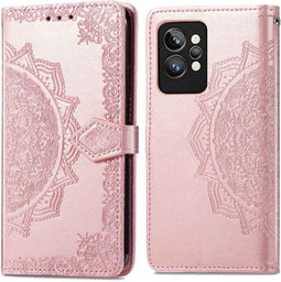 iMoshion Hoesje Geschikt voor Realme GT2 Pro Hoesje Met Pasjeshouder - iMoshion Mandala Bookcase - Rosé Goud