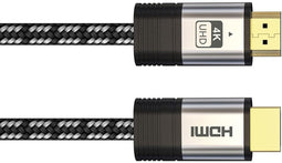 HQ-Power Premium HDMI High Speed 2.0 kabel, voor optimale kijk- en luisterervaring, met vergulde connector, gevlochten textiel, drievoudige afscherming, geschikt voor 4K video, zwart, 1 m