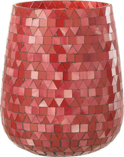 J-Line windlicht Mozaiek Driehoek - glas - rood/roze - large