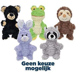 Multipet Wrinkleez - Knuffelspeeltje 23 cm - Zacht pluche met pieper - Assorti