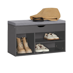 SoBuy Schoenenkast - Zitvlak - 80 x 30 x 46 cm - Zwart/Grijs