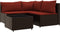 vidaXL - 4-delige - Loungeset - met - kussens - poly - rattan - bruin