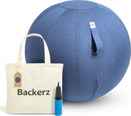 Backerz Zitbal 65 CM - Zitbal met Linnen Hoes - Ergonomische Bureaustoel Bal - Lichtblauw