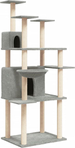 vidaXL - Kattenmeubel - met - sisal - krabpalen - 166 - cm - lichtgrijs