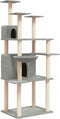 vidaXL - Kattenmeubel - met - sisal - krabpalen - 166 - cm - lichtgrijs