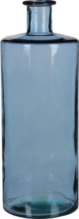 Mica Decorations Guan - Fles Vaas - H40 x Ø15 cm - Gerecycled Glas - Blauw