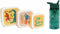 Petit Monkey Snackdozen + Drinkfles Upside Down Animals/Glitter Back to School set - Groen