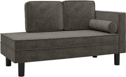 vidaXL - Chaise - longue - met - kussens - en - bolster - fluweel - donkergrijs