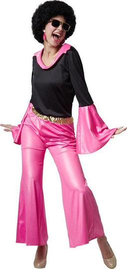 dressforfun Disco Sterretje XXL - verkleedkostuum - jaren 70 stijl - zwart / roze