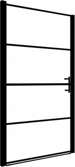 vidaXL - Douchedeur - mat - 91x195 - cm - gehard - glas - zwart