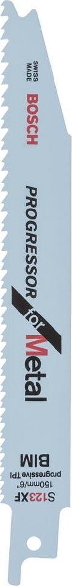 Bosch S 123 XF - Reciprozaagblad - Progressor for Metal - 150 mm (1 stuk)