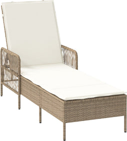 vidaXL - Ligbed - met - Kussen - Beige - Poly - Rattan