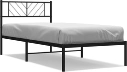 vidaXL - Bedframe - met - hoofdbord - metaal - zwart - 80x200 - cm