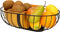Fruitschaal/fruitmand metaal met inzetbakje zwart/okergeel 30 x 20 cm - Fruitschalen/fruitmanden - Draadmand van metaal