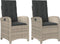 vidaXL - Tuinstoelen - 2 - st - verstelbaar - met - kussens - poly - rattan - lichtgrijs