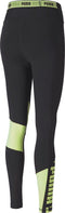PUMA Train Logo High Rise 7/8 Tight - Dames Sportlegging - Zwart-Geel - Maat XS