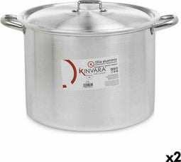 Casserolepan met deksel Ø 36 cm Zilverkleurig Aluminium (2 Stuks)