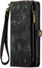 Caseme - Geschikt voor iPhone 14 Pro - Vintage 2 in 1 portemonnee hoes - Zwart