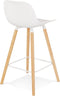 Alterego Mini Tatsu - Witte Barkruk - Natuurlijke Houten Poten - 48x46x89cm