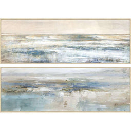 Schilderij Home ESPRIT Blauw Wit Abstract Modern 153 x 4,3 x 53 cm (2 Stuks)