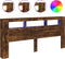 Hoofdeinde met LED 220x18,5x103,5 cm bewerkt hout gerookt eiken