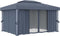 vidaXL - Prieel - met - gordijn - en - LED-lichtslinger - 4x3 - m - antracietkleurig