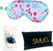 SMUG Slaapmasker met Zwarte Oordopjes en Opbergzakje - 100% Verduisterend - Verstelbaar Oogmasker in Satijn - Cherry Blossom Print
