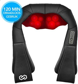 Infinity Goods Draadloos Shiatsu Massagekussen - Elektrisch - 8 Massagekoppen - Warmtefunctie - Draadloos tot 120 min