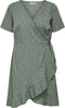 ONLY CARMAKOMA CARLIVIA - Wrap dress - V-hals met ruffle - Chinois green met stippen