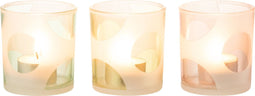 J-Line theelichthouder Ronden - glas - mix/pastel - small - 3 stuks