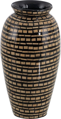 Vaas Zwart Beige Bamboe 21 x 21 x 40 cm