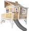 AXI Emma Speelhuis in Bruin/Wit - Met Verdieping en Grijze Glijbaan - Speelhuisje voor de tuin / buiten - FSC hout - Speeltoestel voor kinderen