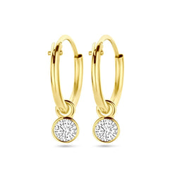 Marie Celeste - Oorringen - Zirkonia 3.5mm - Geelgoud 14 karaat - 11x1.3mm