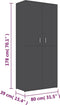 vidaXL - Schoenenkast - 80x39x178 - cm - bewerkt - hout - grijs