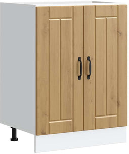 vidaXL - Spoelbakonderkast - Lucca - bewerkt - hout - artisanaal - eikenkleur