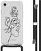 iMoshion Hoesje Geschikt voor iPhone SE (2022) / SE (2020) / 8 / 7 Hoesje Met Koord - iMoshion Design Hoesje met Koord - Zwart / Transparant / Woman Flower