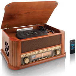 Lenco TCD-2500 - Draaitafel - Houten met USB MP3-codering en FM-Radio - 3 snelheden (33/45/78 toeren)