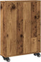 vidaXL - Opbergtrolley - smal - 48x13x68 - cm - bewerkt - hout - oud - houtkleurig