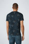 No Excess - Ronde Hals T-Shirt - Botanische print - Donkerblauw