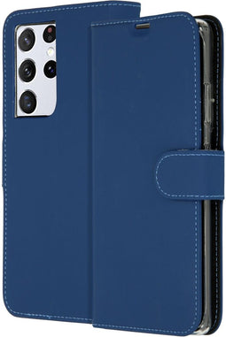 Accezz Galaxy S21 Ultra - Flip Cover - Krasbestendig Schokbestendig - Donkerblauw