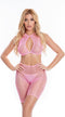 Pink Lipstick Lingerie Crop top en shorts set SUNSET GLOW BIKE SET, ONE SIZE Roze
