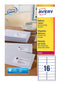 Avery L7162, Adresetiketten, Laser, Ultragrip, wit, 100 vellen, 16 per vel, 99,1 x 33,9 mm