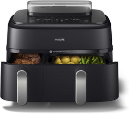 Philips 5000 Series NA551/00 - Dual Basket Airfryer - Stoomfunctie - 9L - Tot 6 Personen