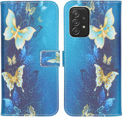 iMoshion Hoesje Geschikt voor Samsung Galaxy A52 (5G) / A52s / A52 (4G) Hoesje Met Pasjeshouder - iMoshion Design Softcase Bookcase - Blauw / Meerkleurig / Blue Butterfly