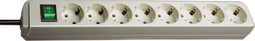 Brennenstuhl Eco-Line Stekkerdoos 8-voudig (Stekkerblok met hogere contactbescherming, schakelaar en 3m kabel) lichtgrijs
